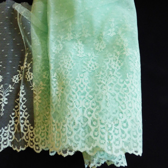Stretch Embroidery Lace Trim aqua 10.5" wide Scalloped Filet 9.72 yards - Picture 4 of 6